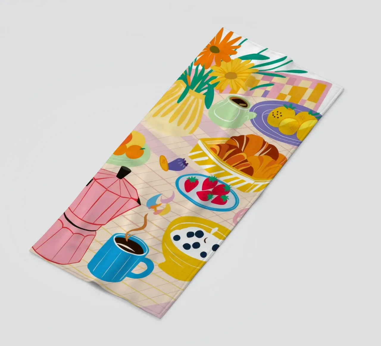 Un'ampia gamma di colazioni colorate telo mare da Muse Artworks
