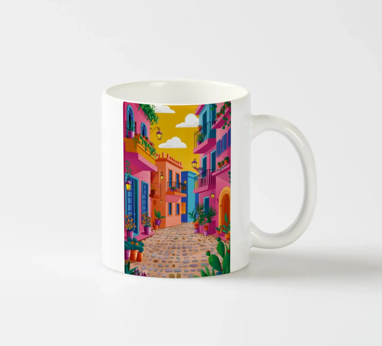 Viaggio in un vicolo vibrante tazza in ceramica da FadeAura