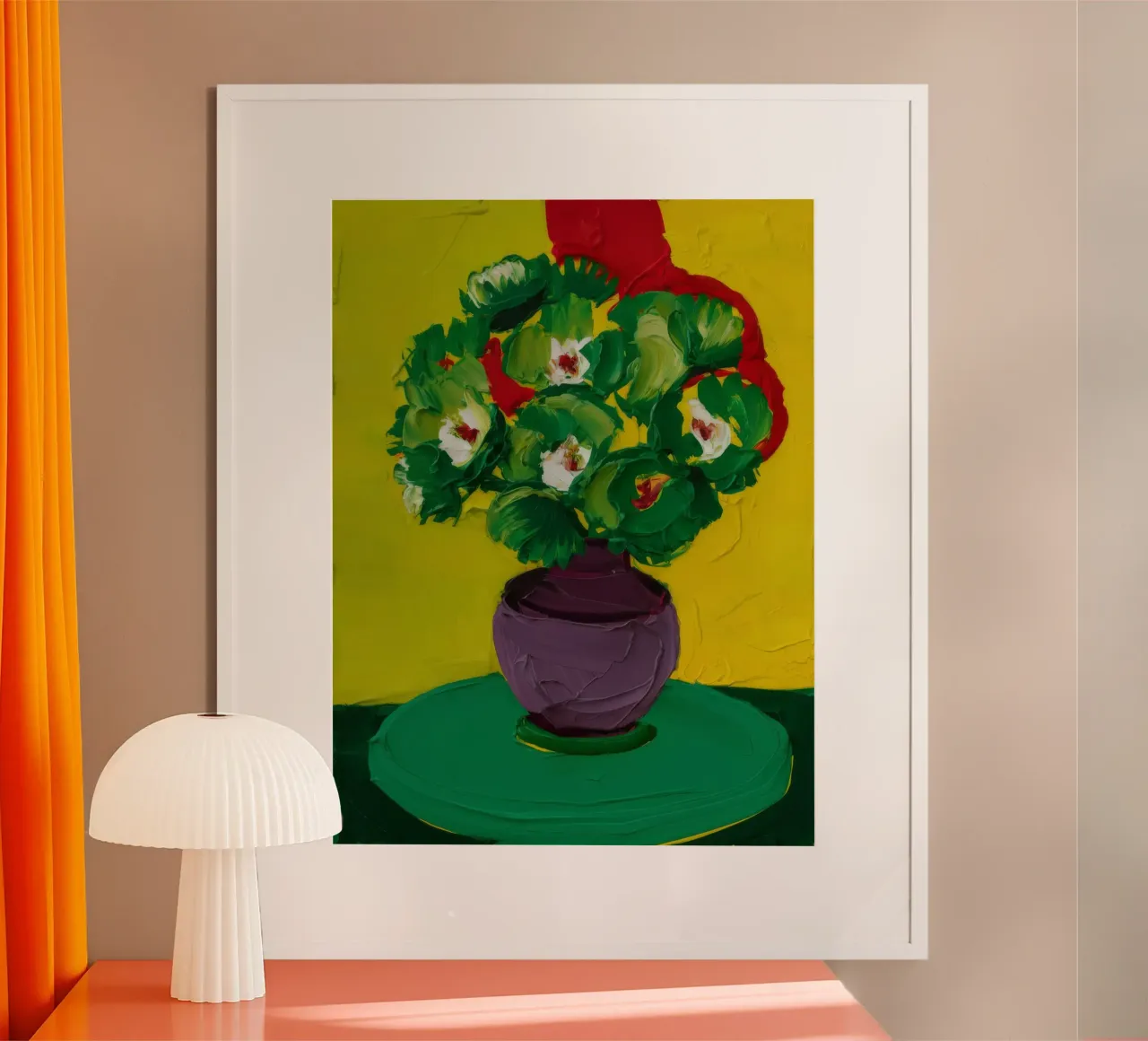 Vaso viola Pianta verde poster con telaio in alluminio da Stone Decade