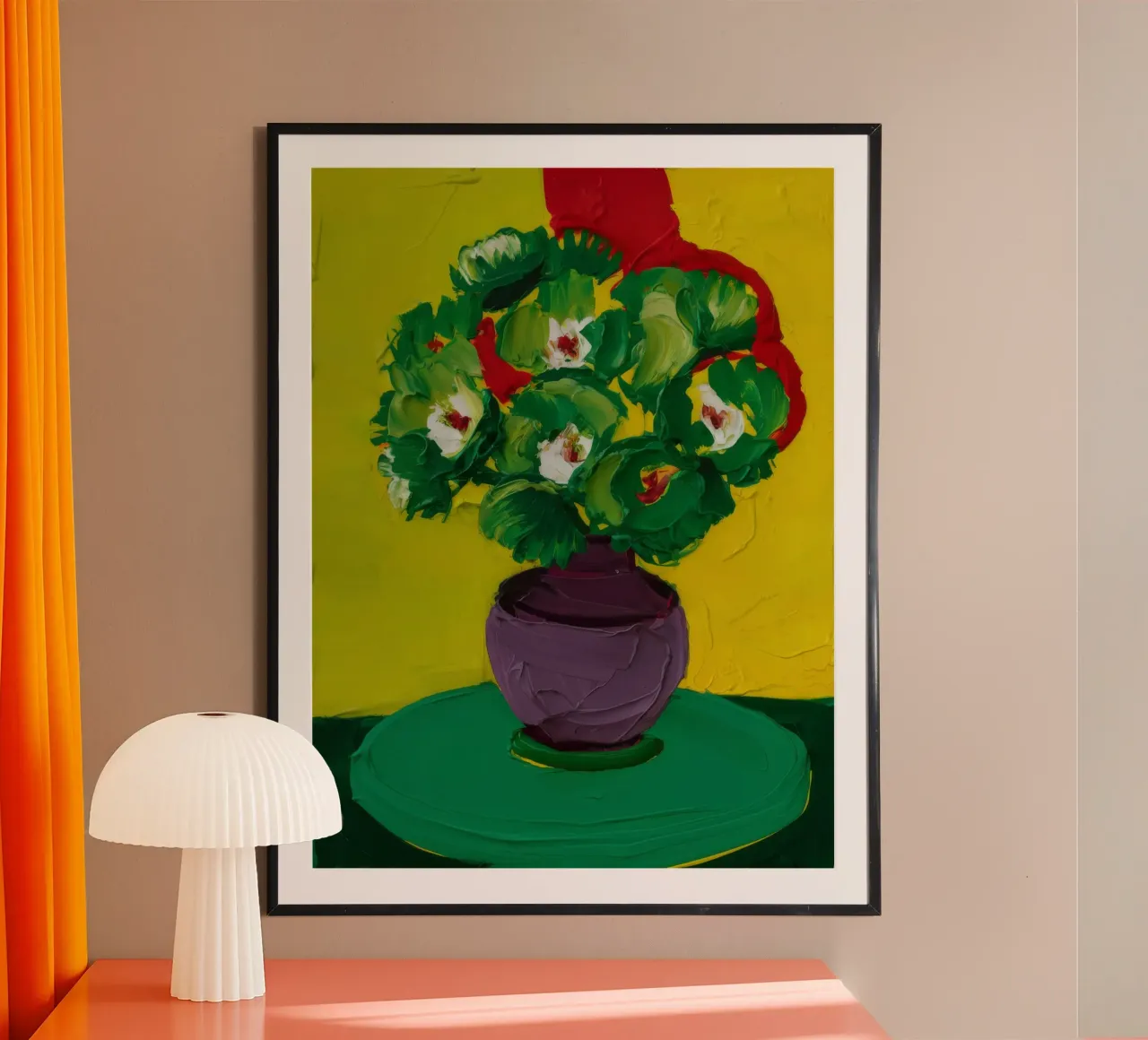 Vaso viola Pianta verde poster con telaio in alluminio da Stone Decade
