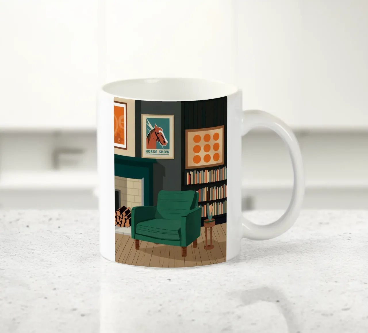 Poltrona verde Biblioteca tazza in ceramica da FadeAura