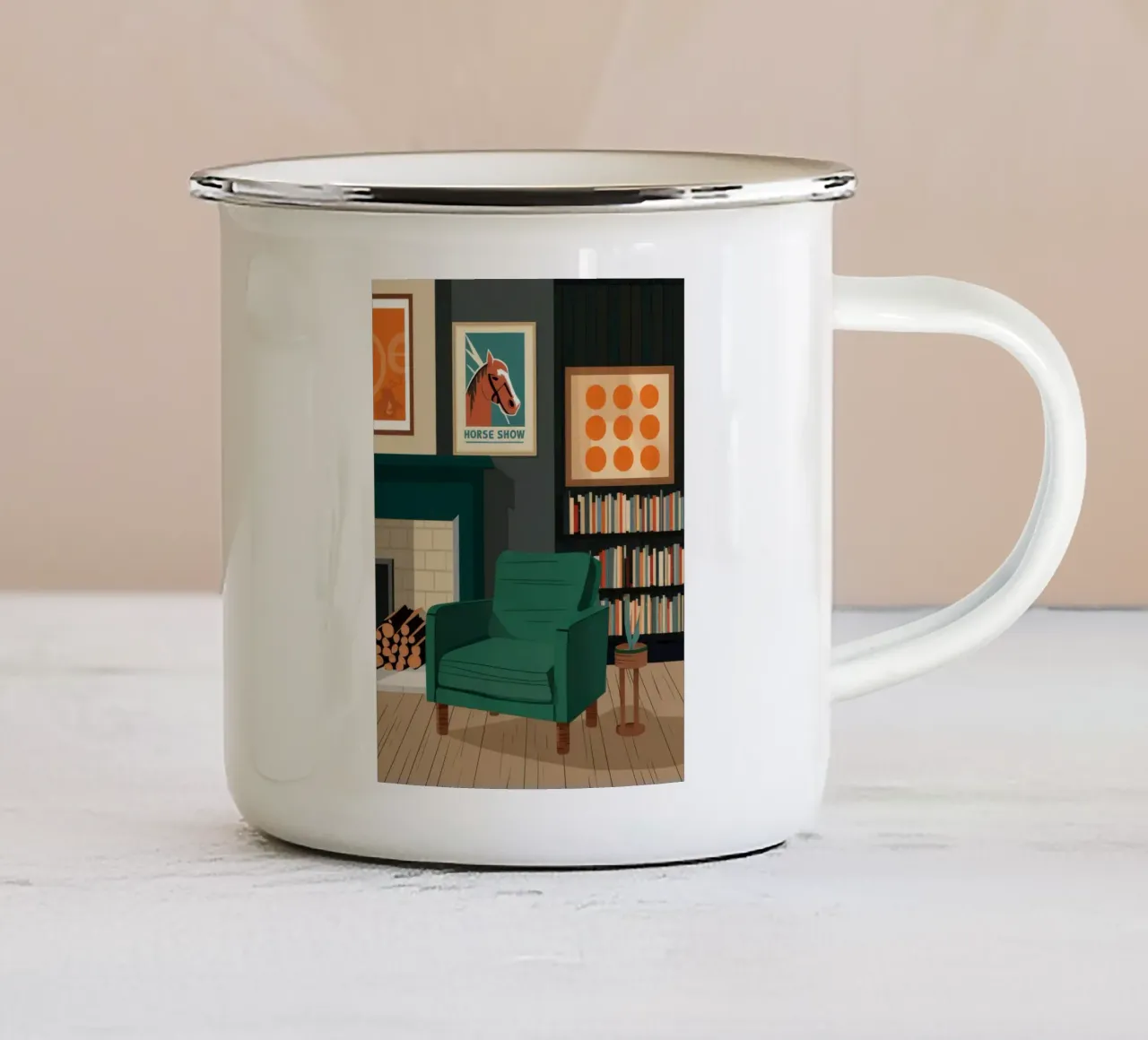 Poltrona verde Biblioteca tazza in smalto da FadeAura