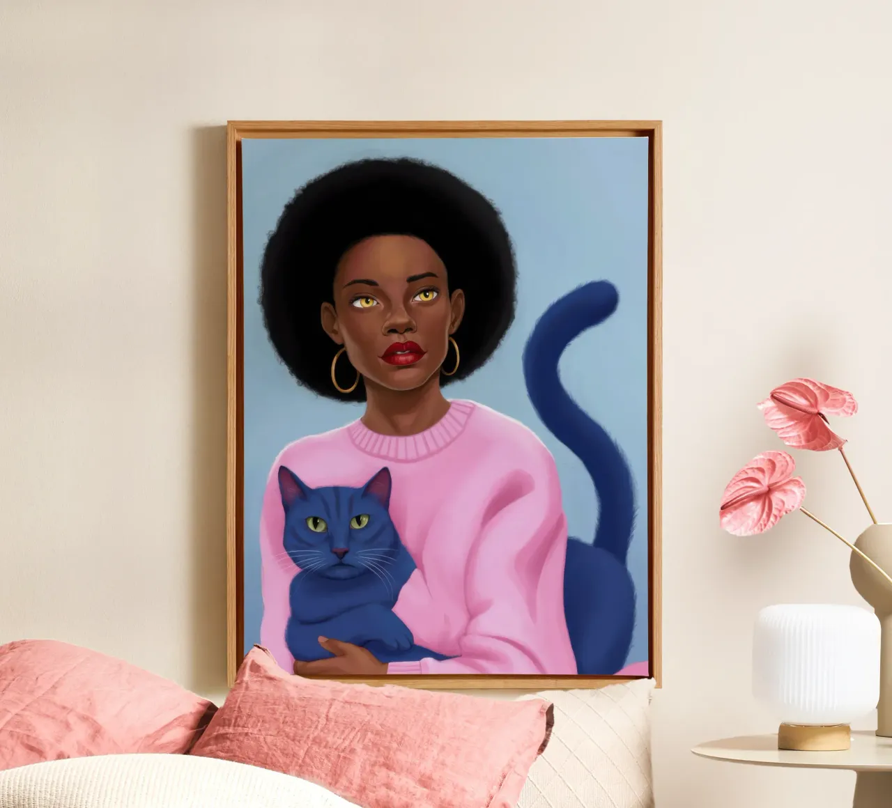Azure kat omhelzing canvas met Baklijst van Marigold Tiga
