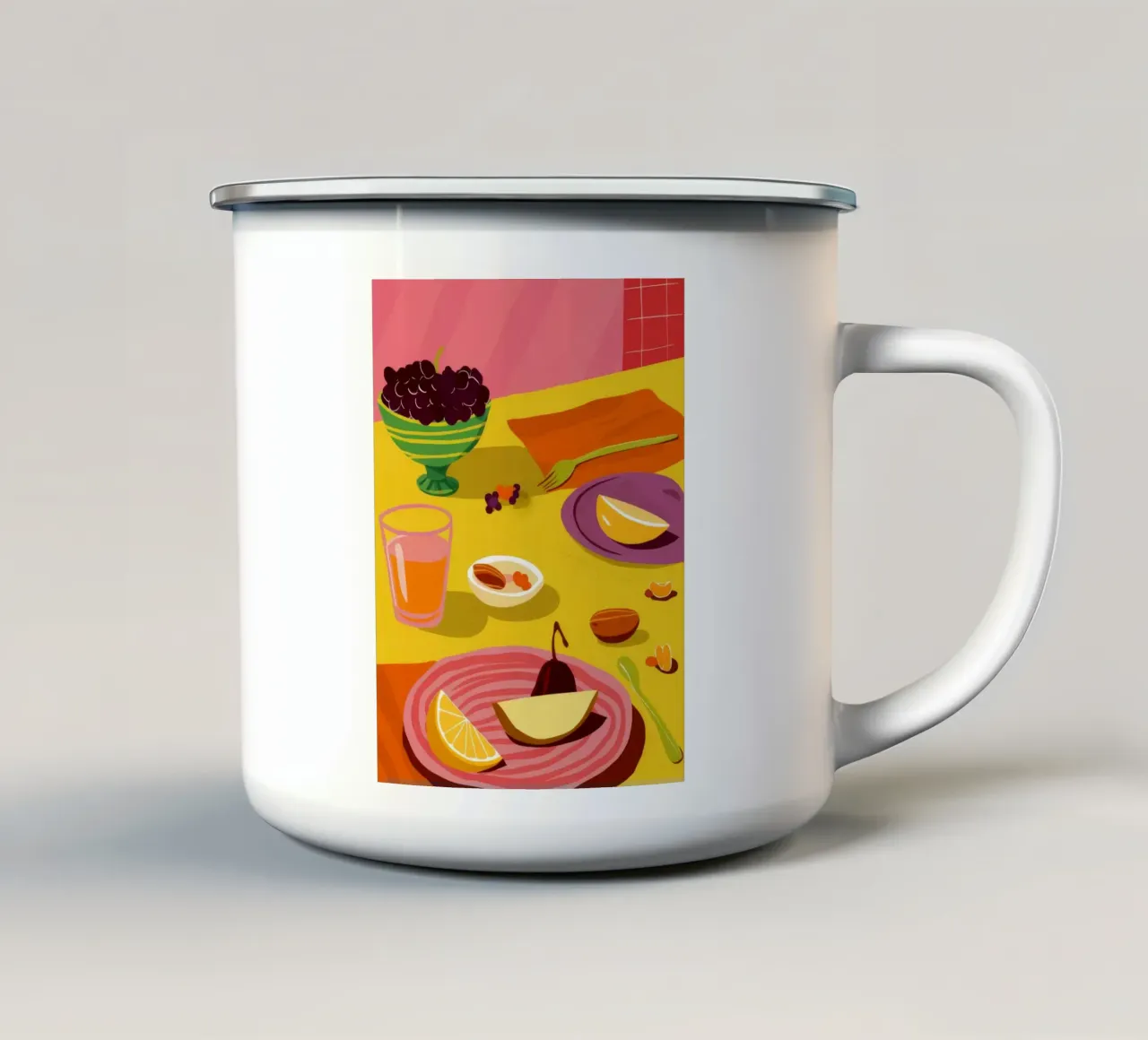 Colazione con crema di datteri tazza in smalto da Muse Artworks