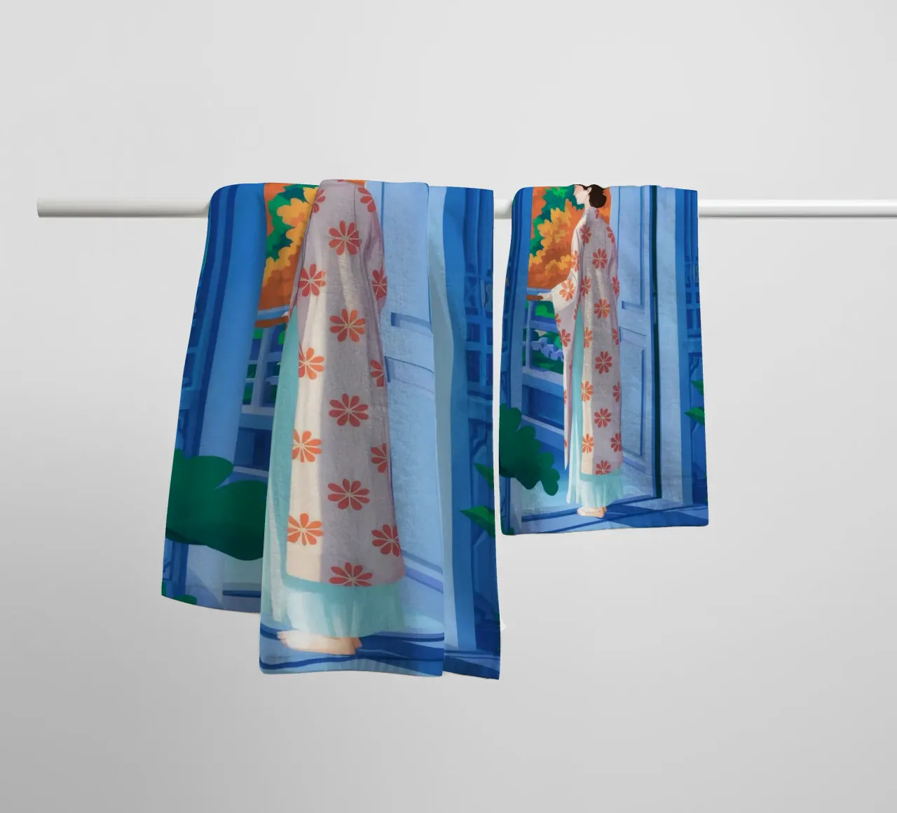 Kimono Balcony Serenity asciugamano da bagno da FadeAura