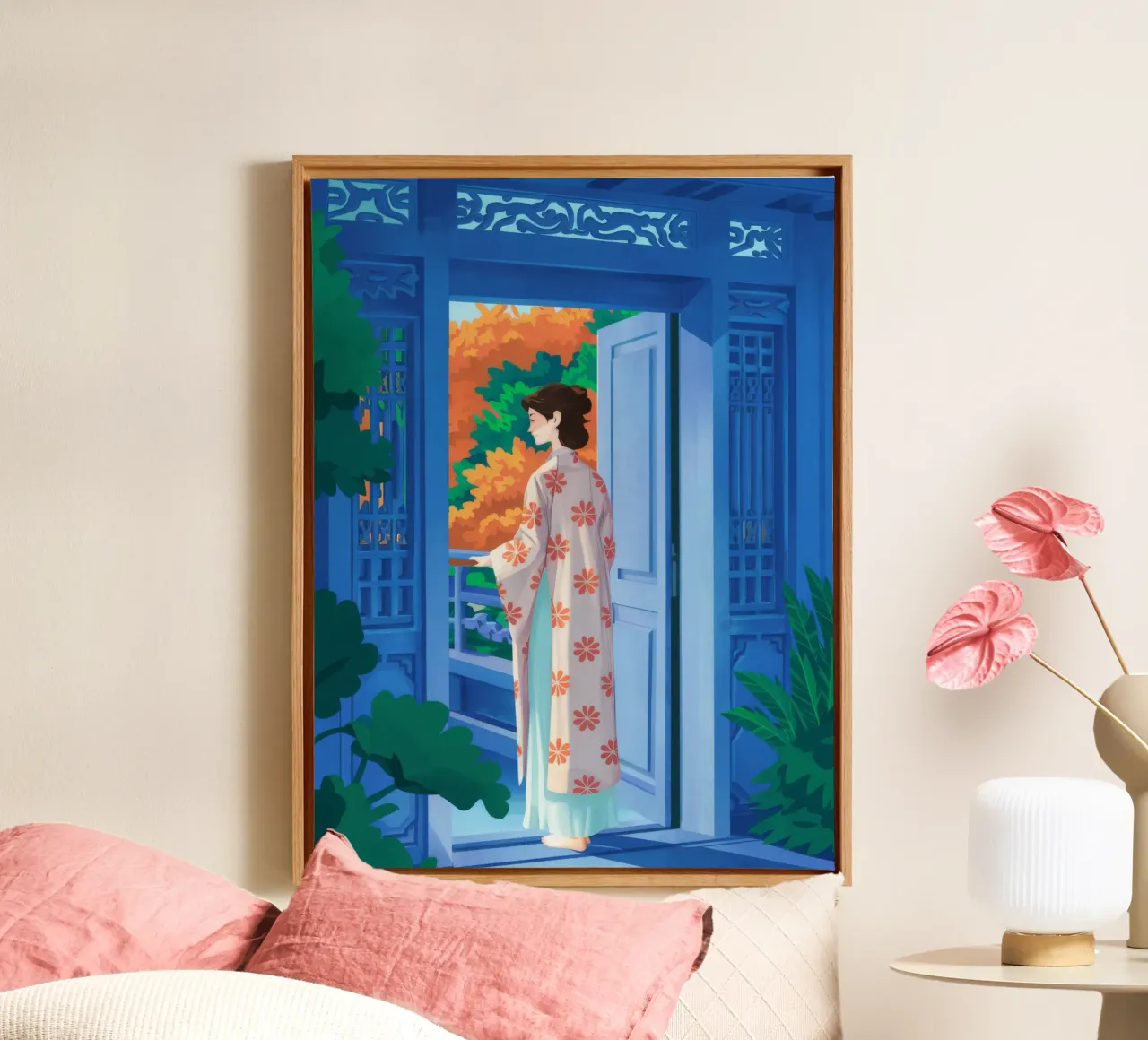 Kimono Balcony Serenity tela con Cornice a cassetta da FadeAura