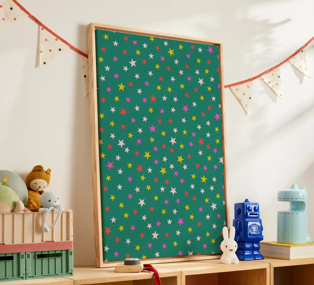 Magic Stardust (green) tela con Cornice a cassetta da Kubistika
