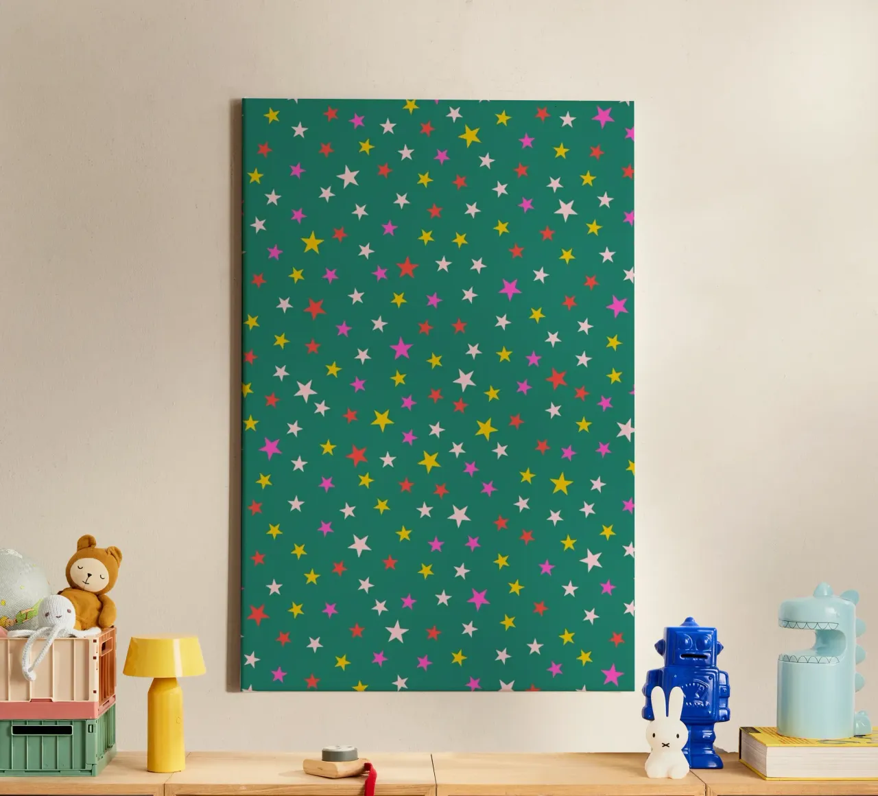 Magic Stardust (green) tela con Cornice a cassetta da Kubistika