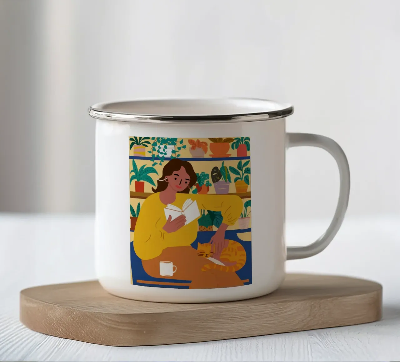 Chandail jaune Lecture mug en émail de Marigold Tiga