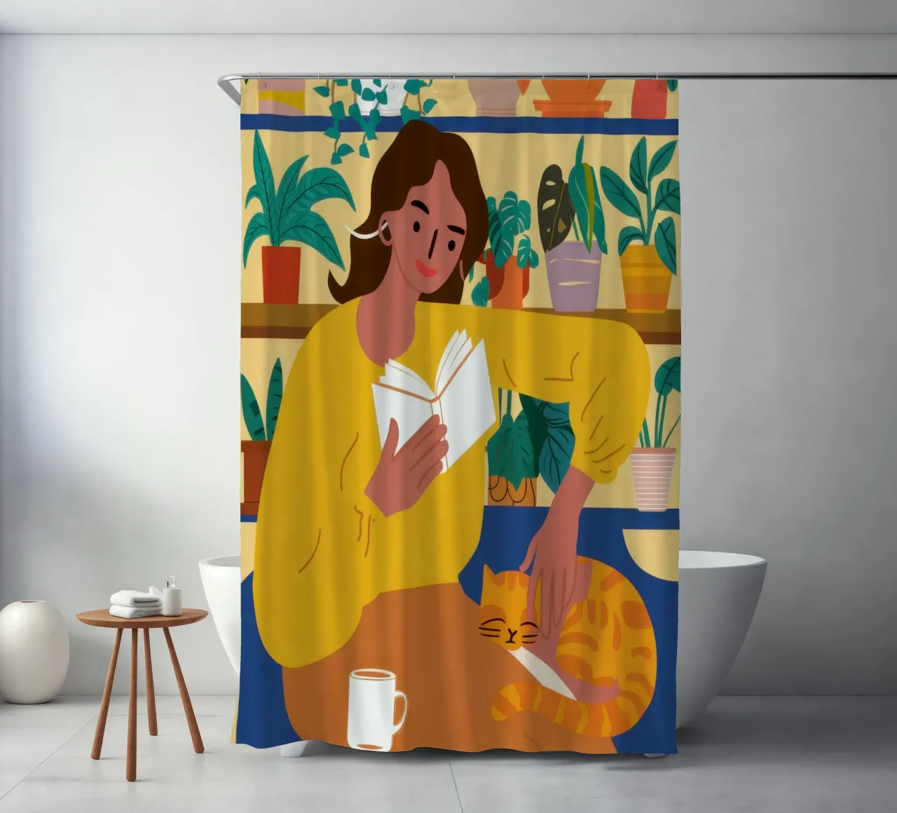 Chandail jaune Lecture rideau de douche de Marigold Tiga