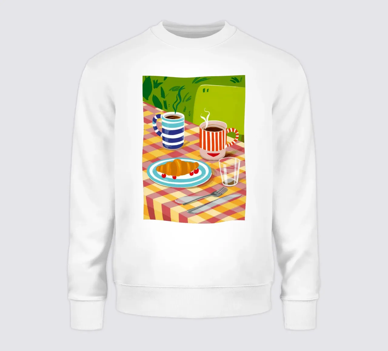 Gingham Croissant Coffee sweat de Muse Artworks