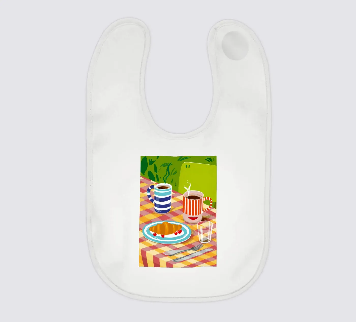 Caffè Croissant Gingham bavaglino da Muse Artworks