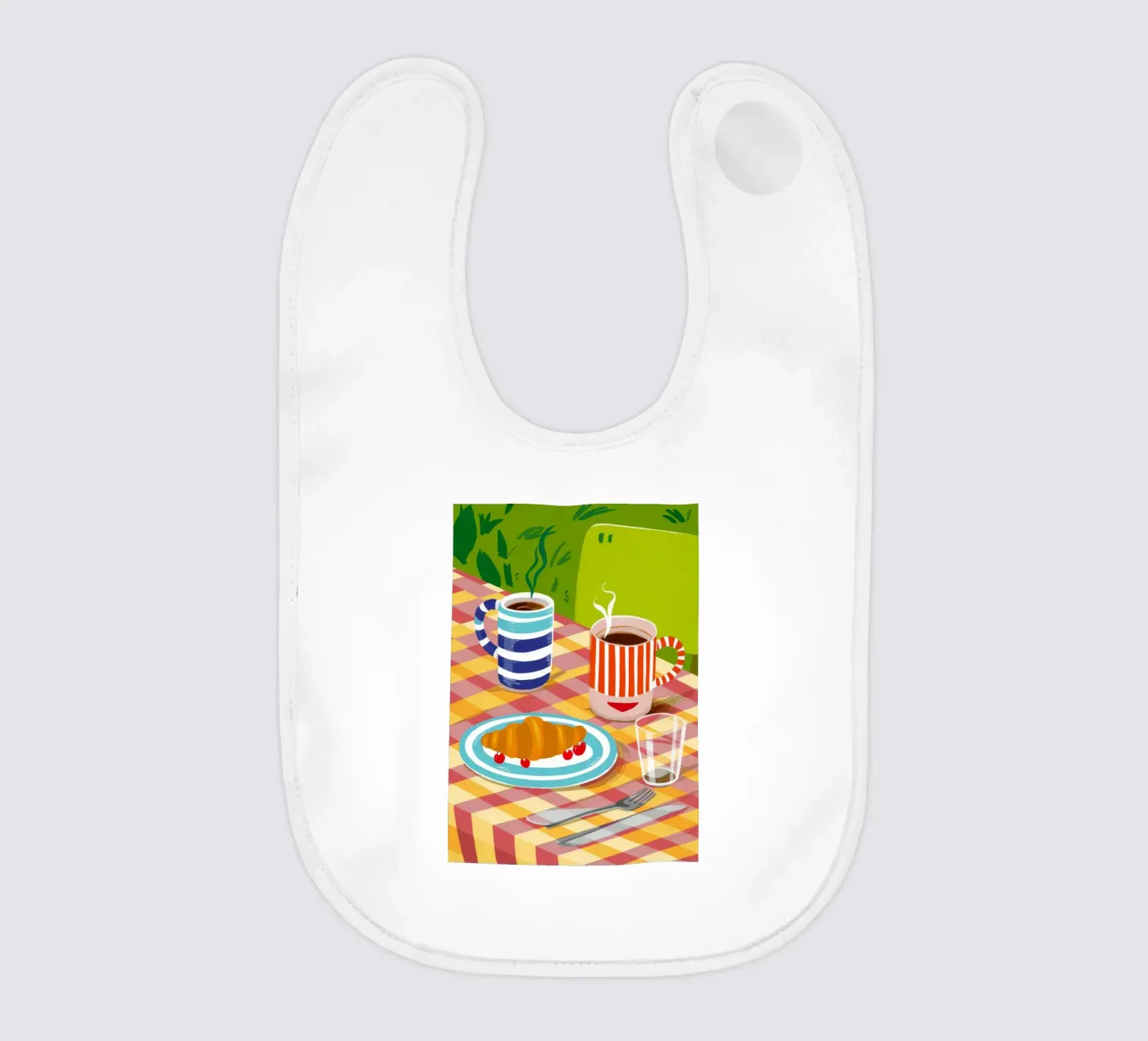 Caffè Croissant Gingham bavaglino da Muse Artworks
