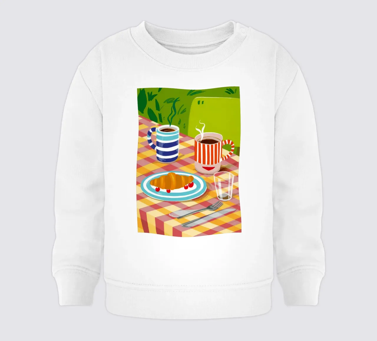 Gingham Croissant Coffee Baby Sweatshirt von Muse Artworks