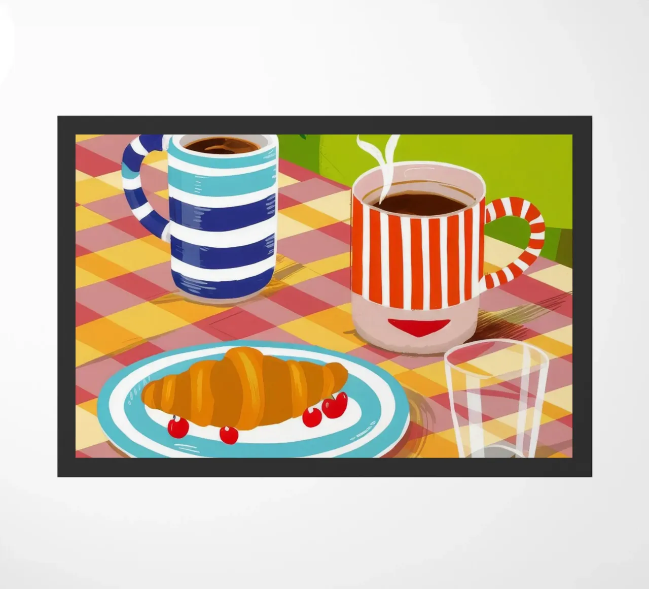 Caffè Croissant Gingham zerbino da Muse Artworks