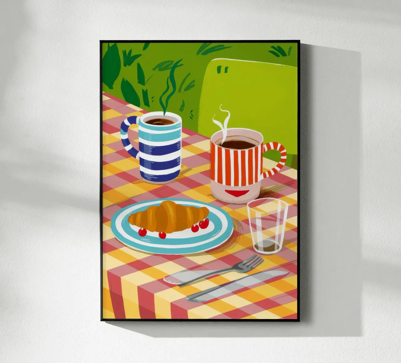 Caffè Croissant Gingham plexiglass da Muse Artworks