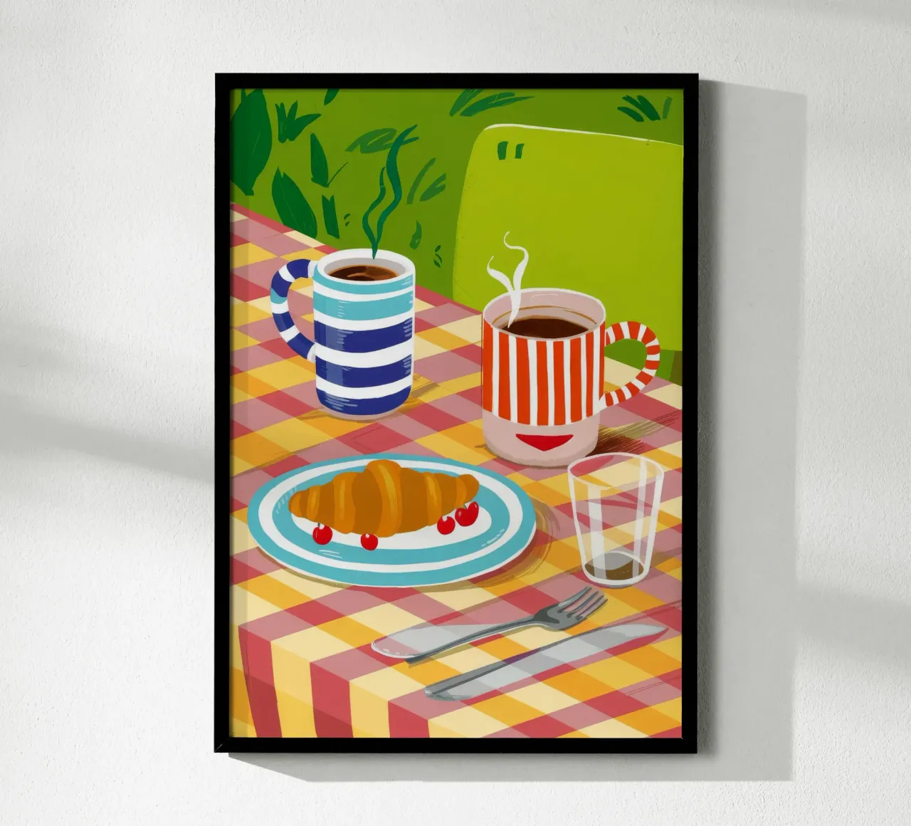 Caffè Croissant Gingham carta hahnemühle da Muse Artworks