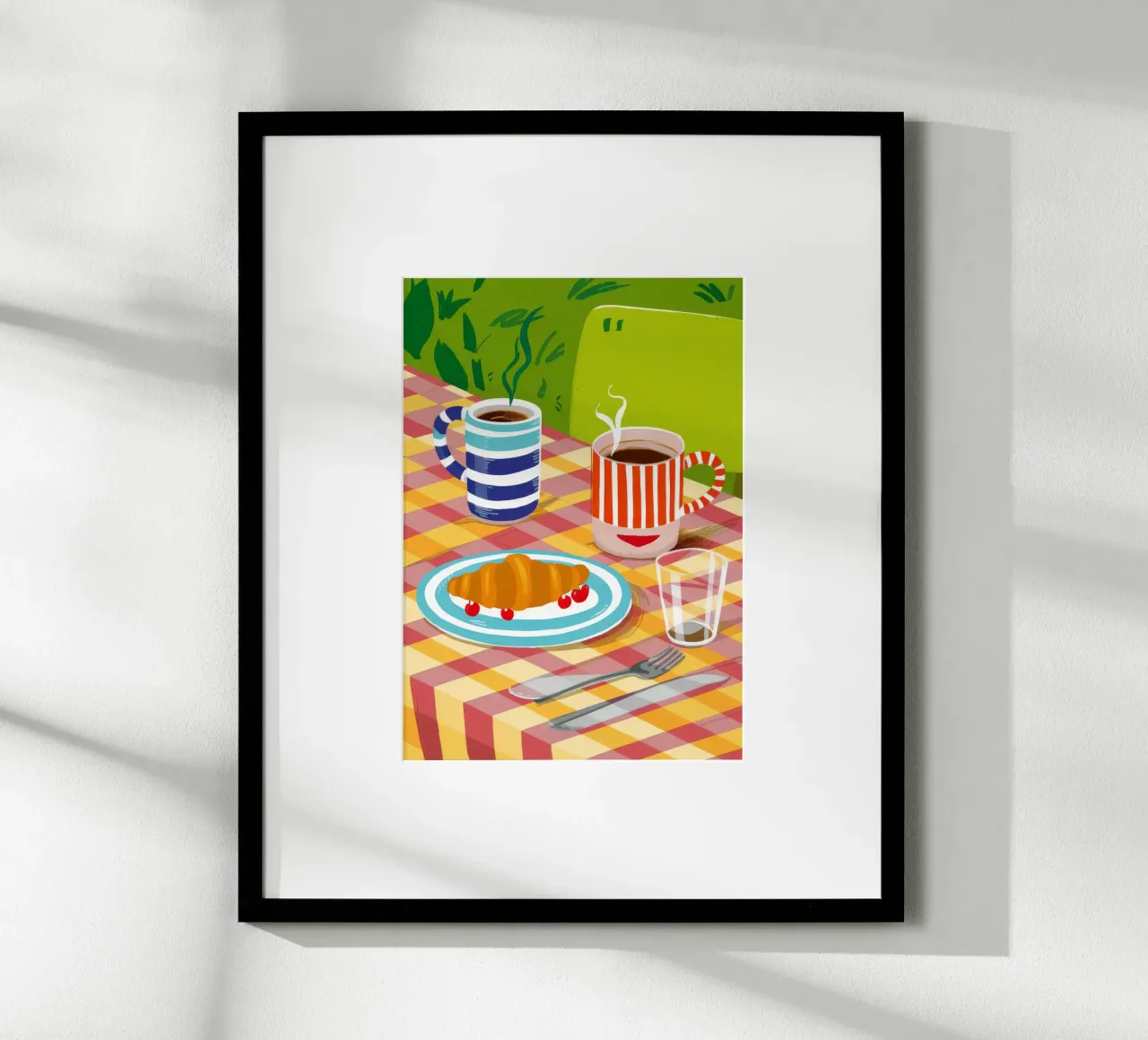 Caffè Croissant Gingham carta hahnemühle da Muse Artworks