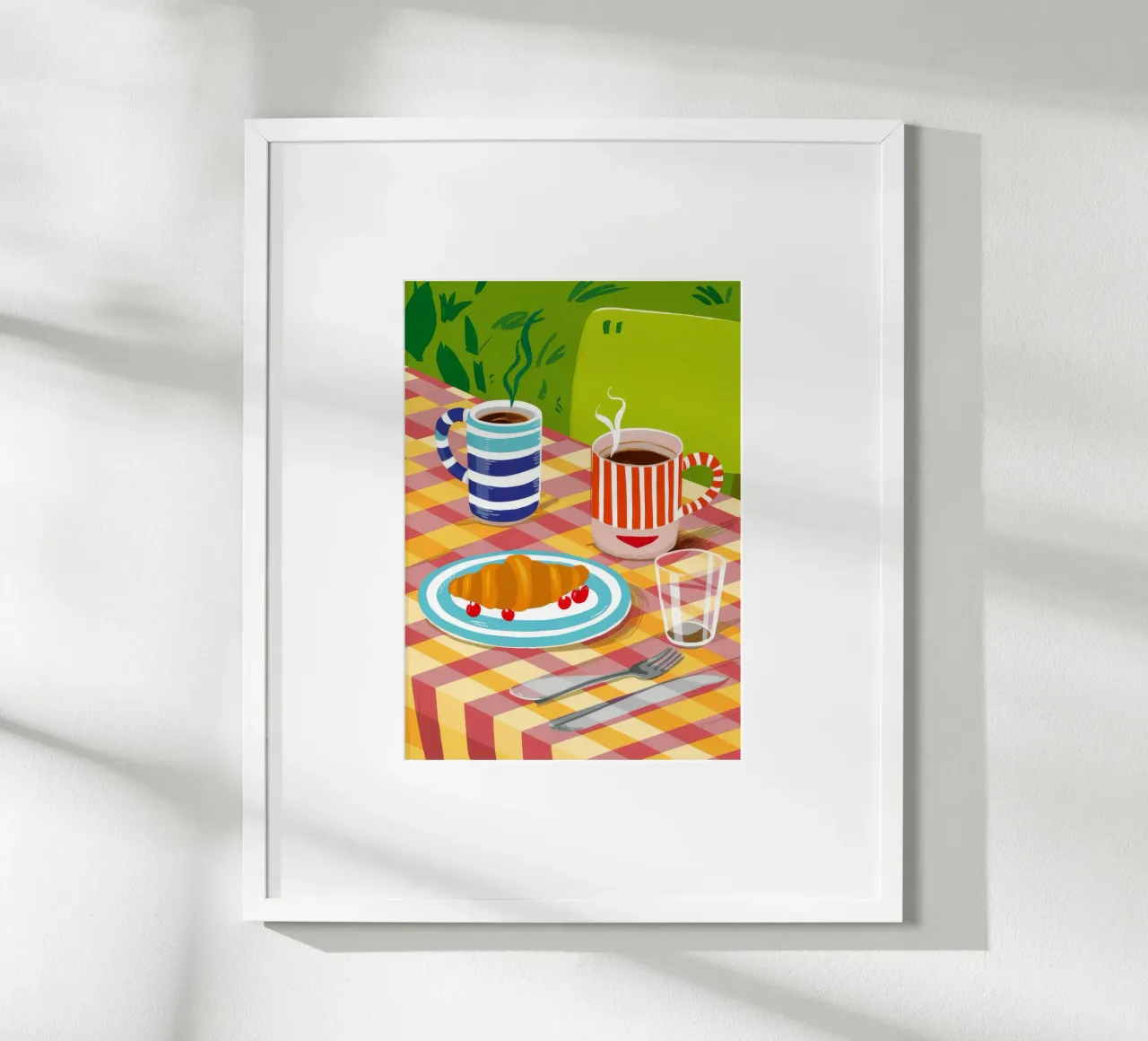 Caffè Croissant Gingham carta hahnemühle da Muse Artworks