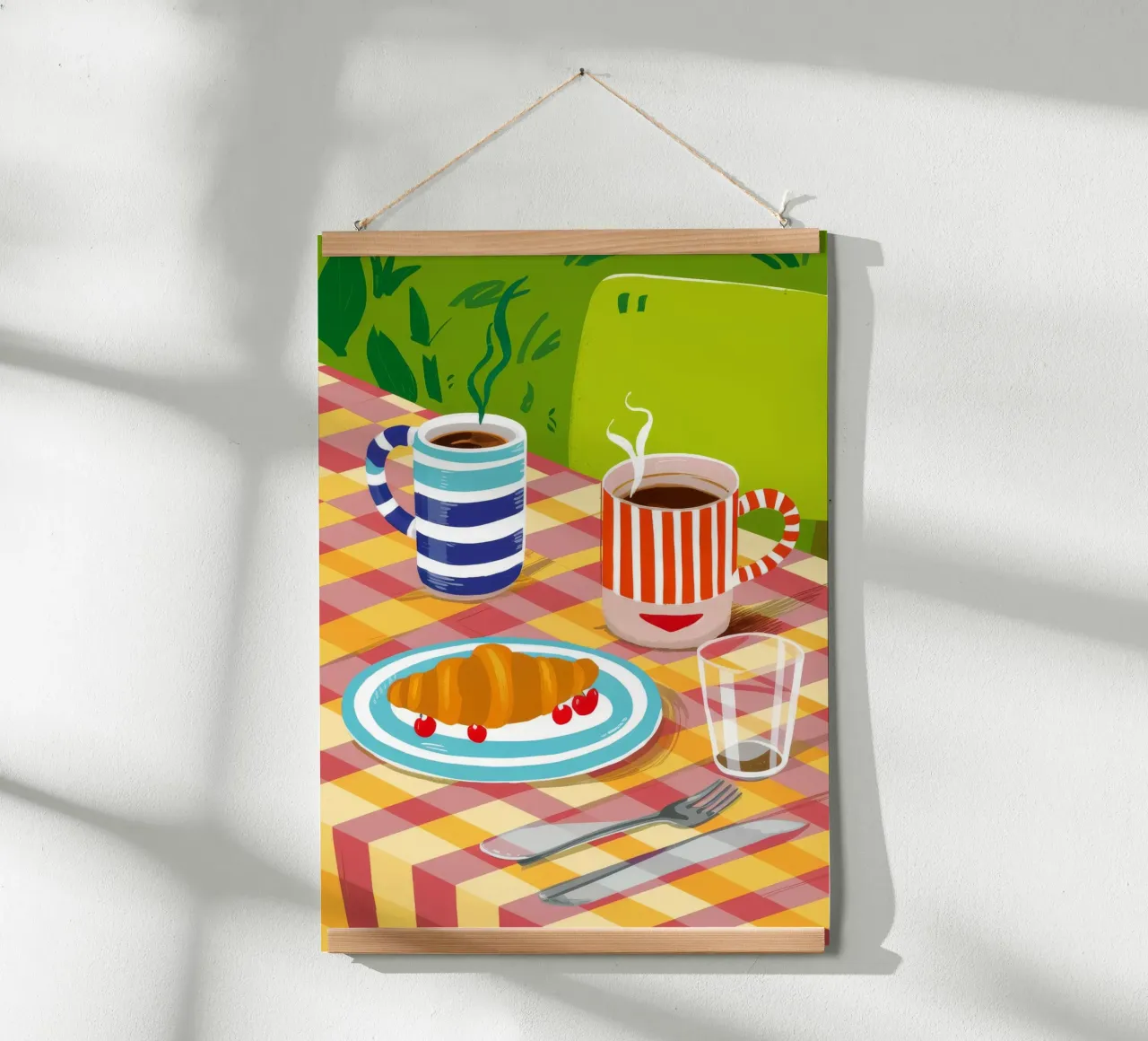 Caffè Croissant Gingham carta hahnemühle da Muse Artworks