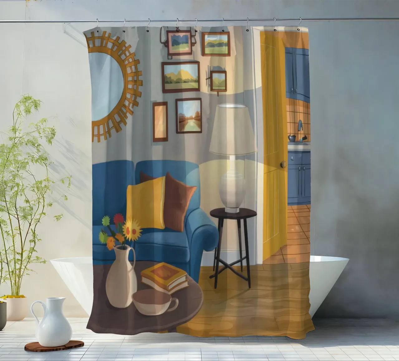 Lampada per divano blu tenda da doccia da Marigold Tiga
