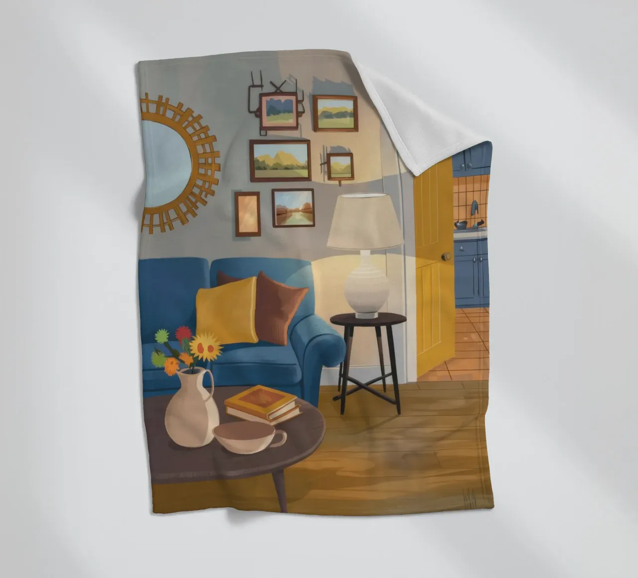 Lampada per divano blu coperta in pile da Marigold Tiga