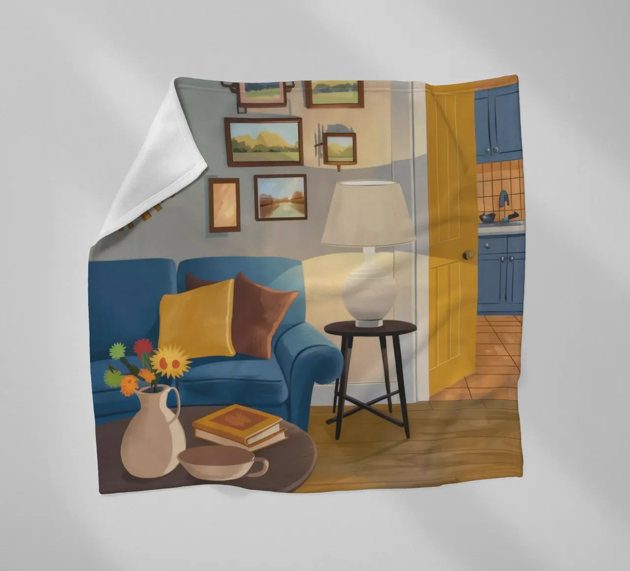 Lampada per divano blu coperta in pile da Marigold Tiga