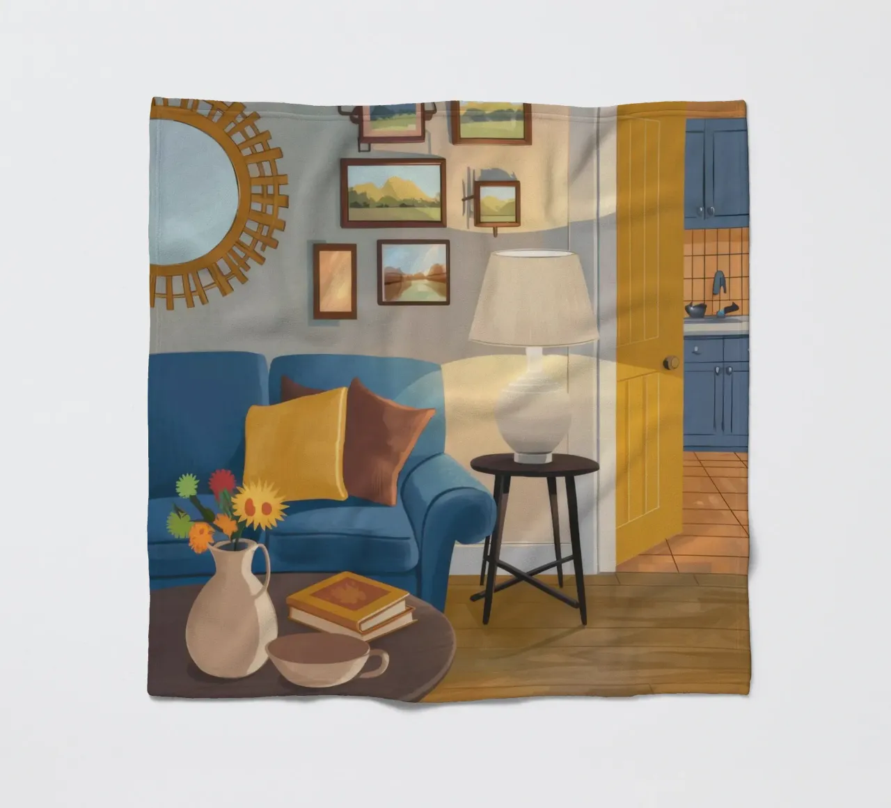 Lampada per divano blu coperta in pile da Marigold Tiga