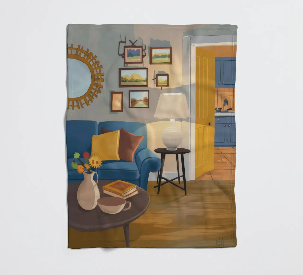 Lampada per divano blu coperta in pile da Marigold Tiga