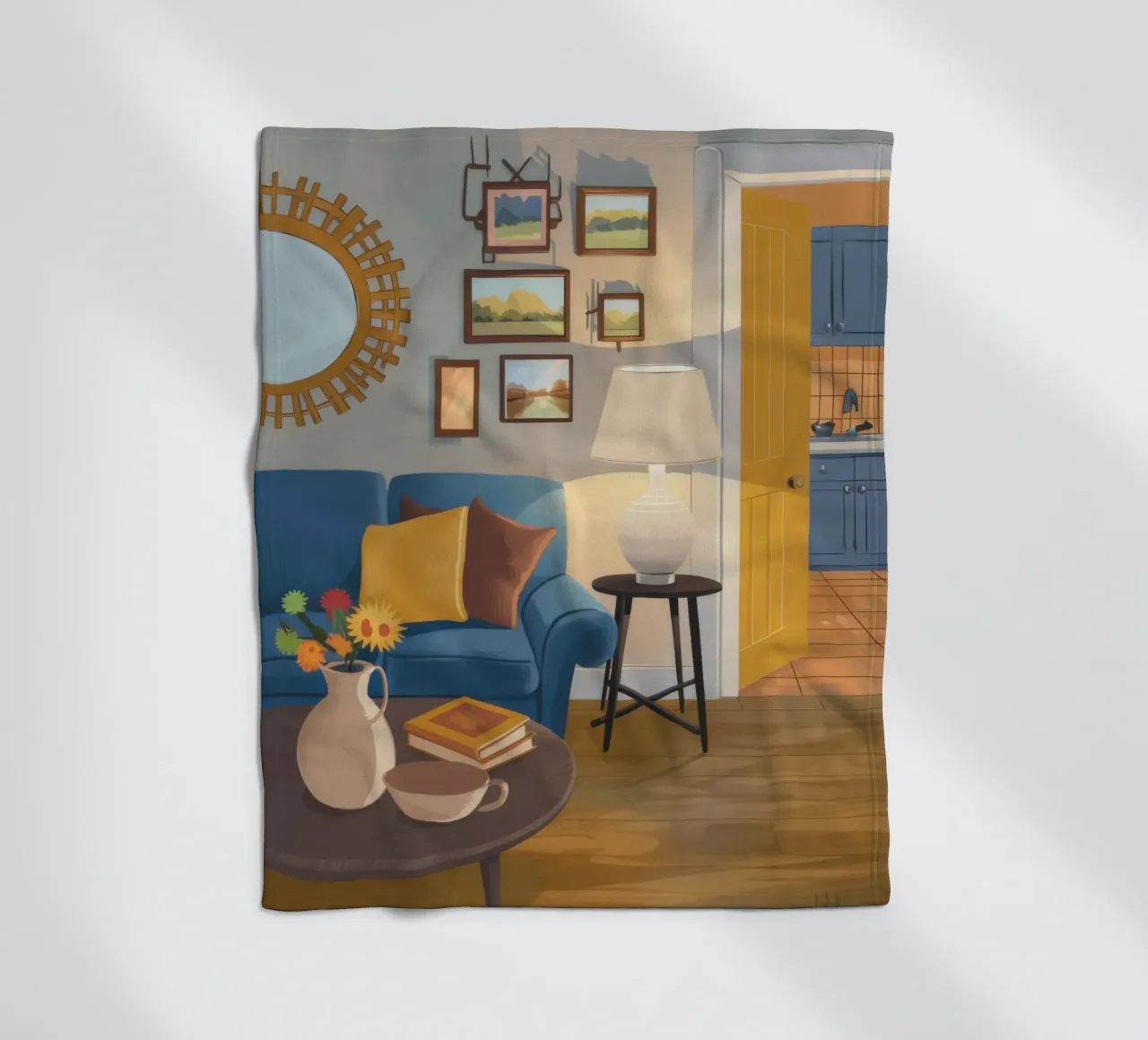 Lampada per divano blu coperta in pile da Marigold Tiga