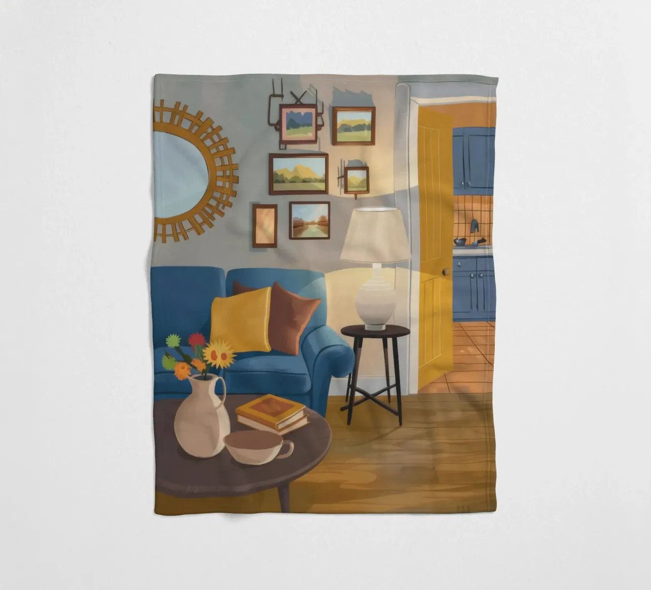 Lampada per divano blu coperta in pile da Marigold Tiga