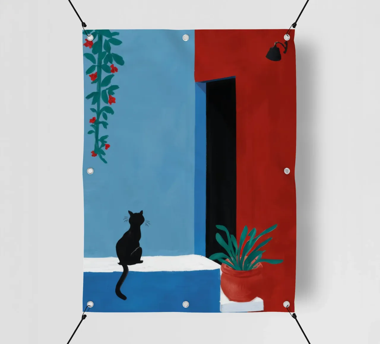 Red Wall Window Cat pvc cover by FadeAura