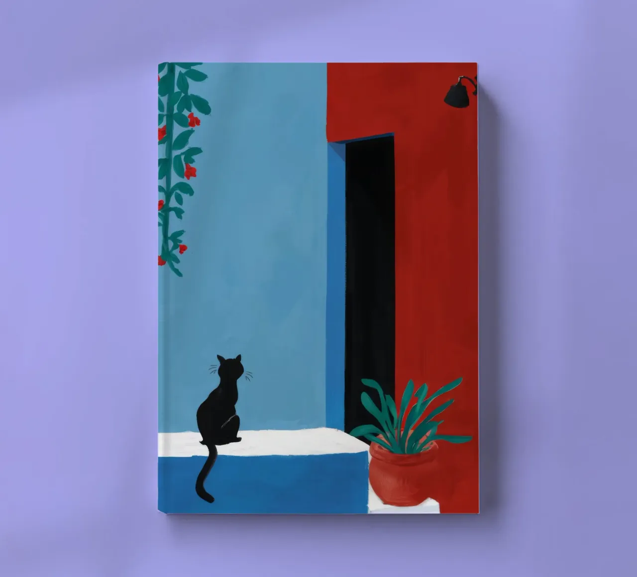 Rote Wand Fenster Katze Notizbuch von FadeAura