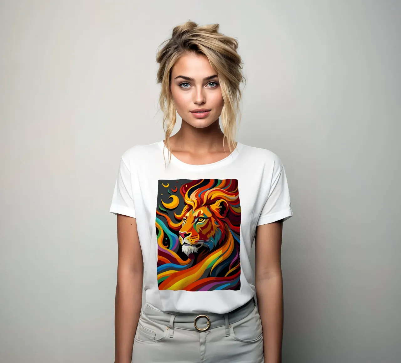 leeuwen vector fullcolor dames t-shirt getailleerd van onelife