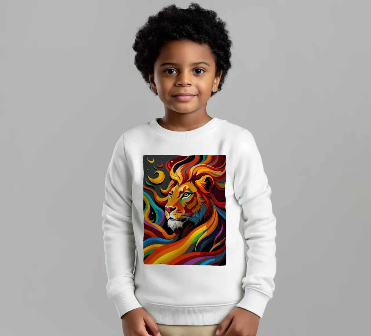 leeuwen vector fullcolor kinder sweatshirt van onelife