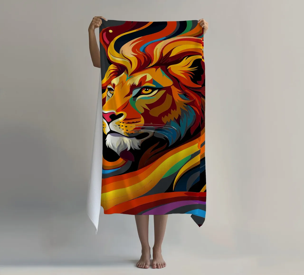 leeuwen vector fullcolor strandhanddoek van onelife