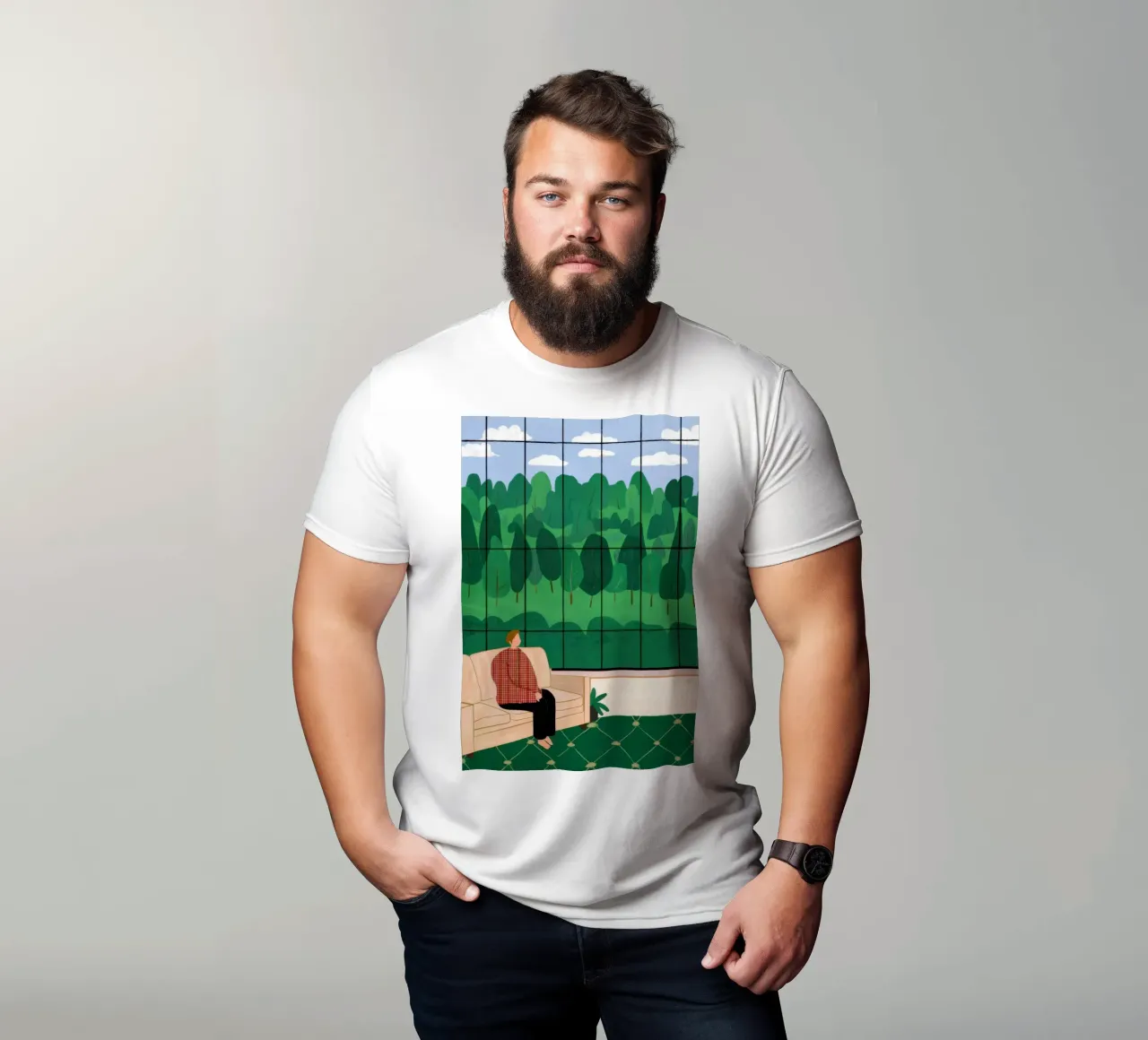 Contemplazione sul pavimento a scacchi t-shirt da Marigold Tiga