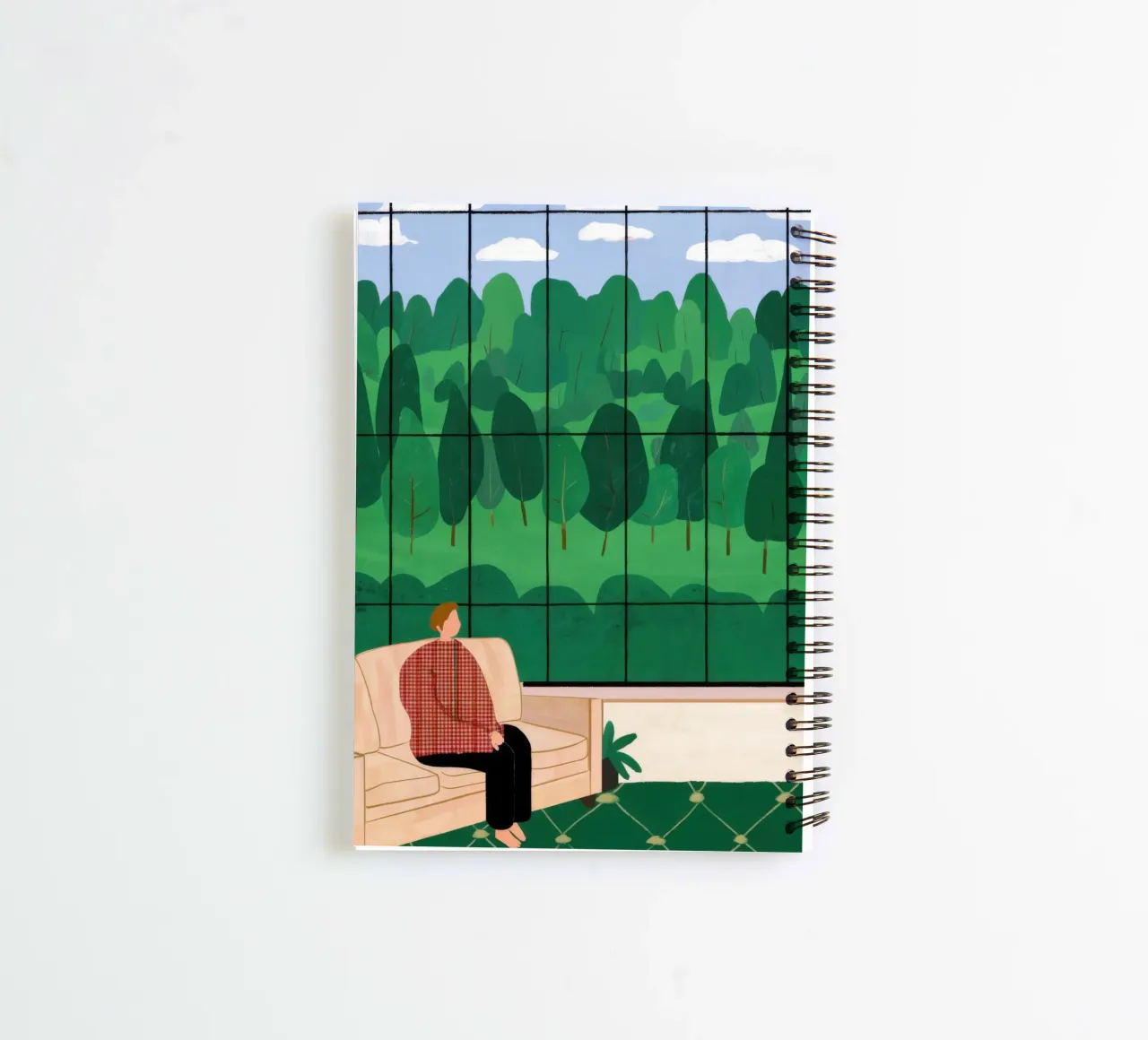 Checkered Floor Contemplation spiral notebook by Marigold Tiga