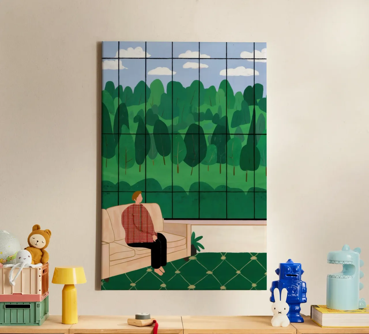 Checkered Floor Contemplation canvas by Marigold Tiga
