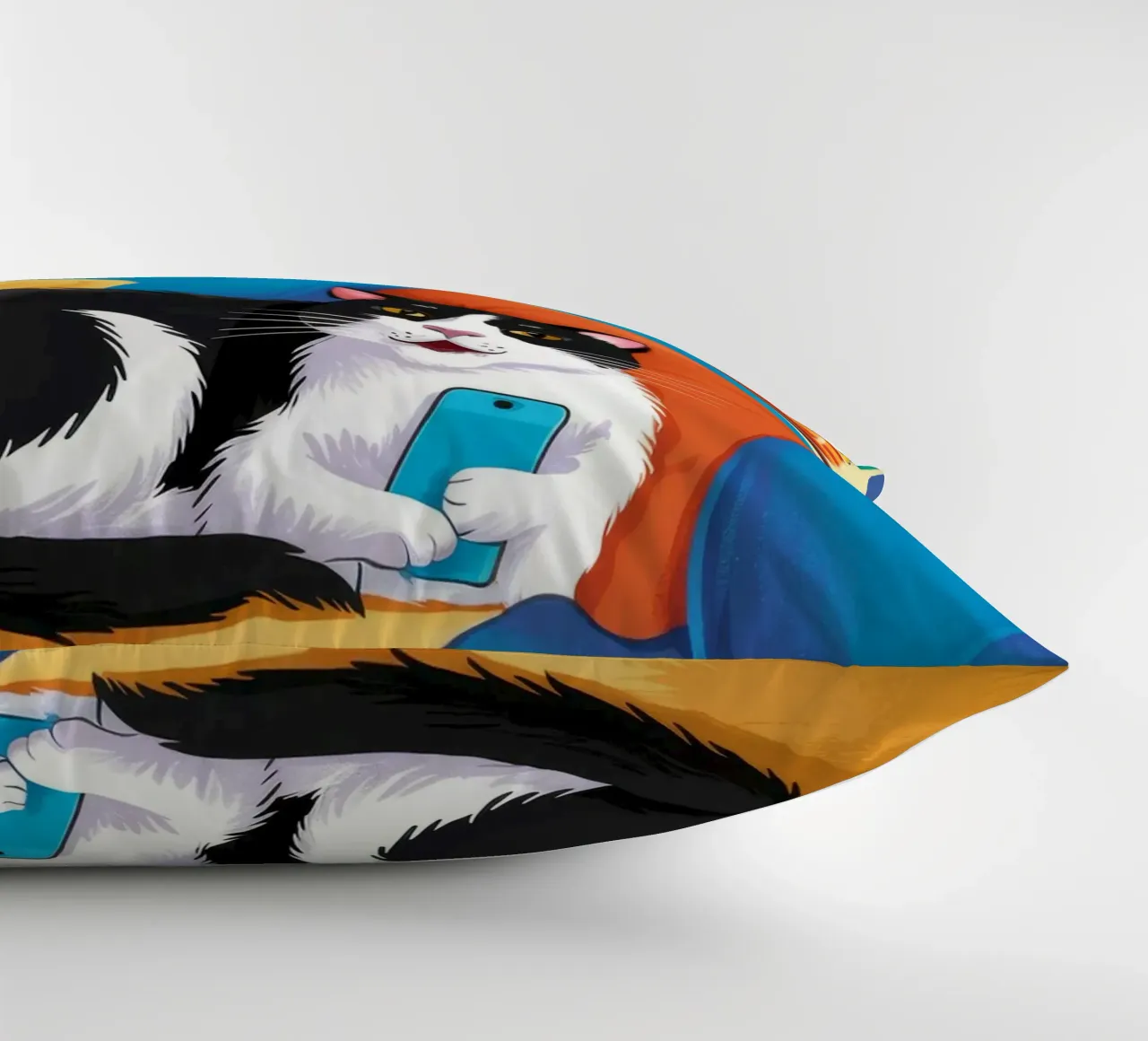 Tuxedo Cat Reading decorative cushion by FadeAura
