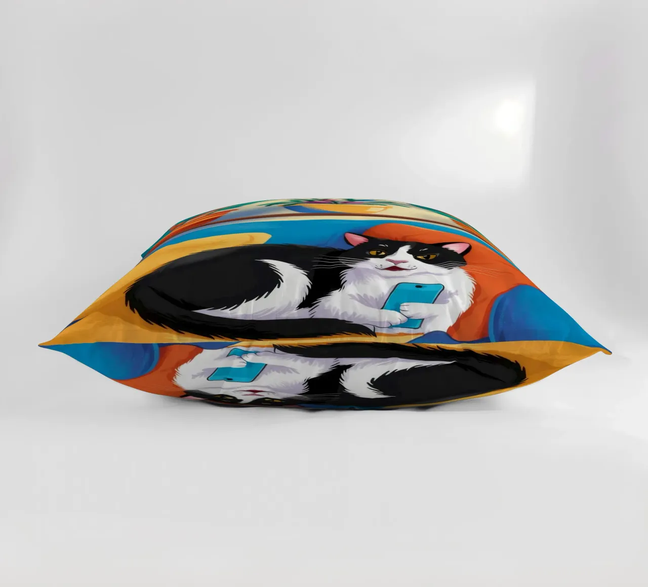 Tuxedo Cat Reading decorative cushion by FadeAura
