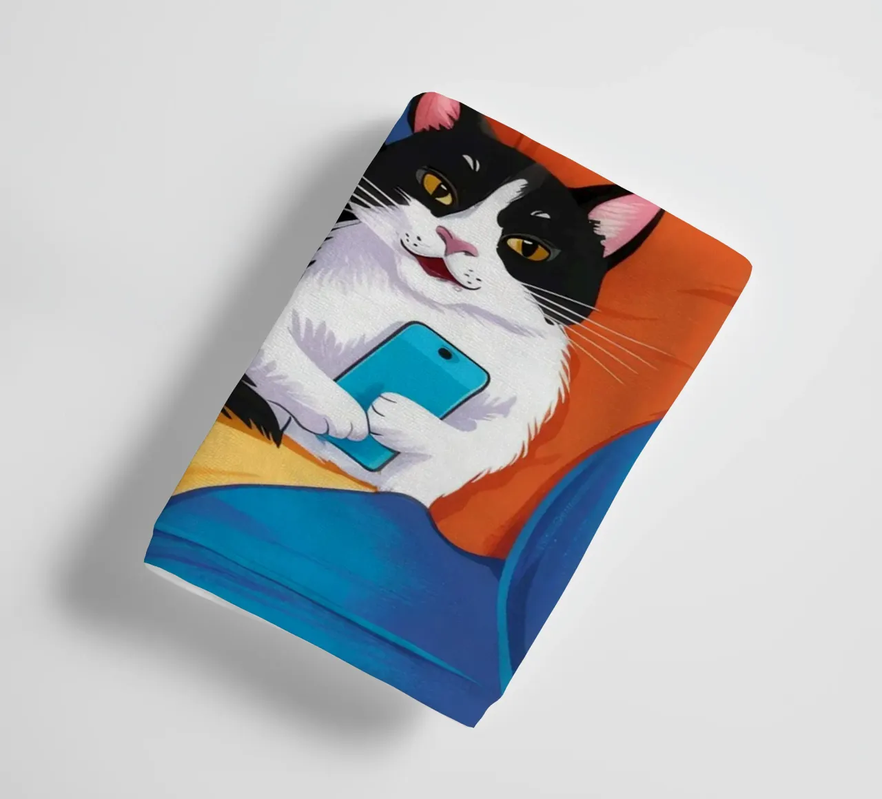 Tuxedo Cat Reading towel by FadeAura
