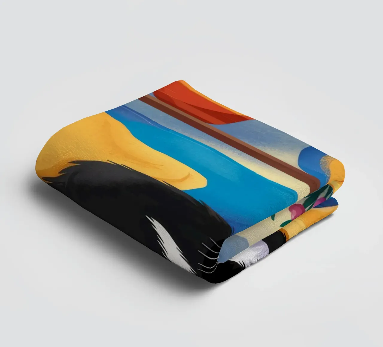 Tuxedo Cat Reading towel by FadeAura