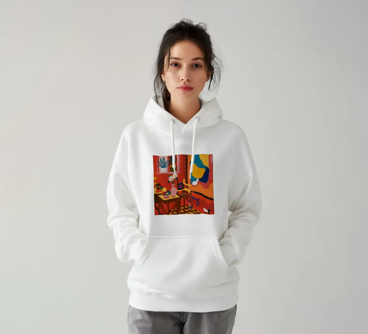 Rosso astratto per interni felpa con cappuccio da Stone Decade