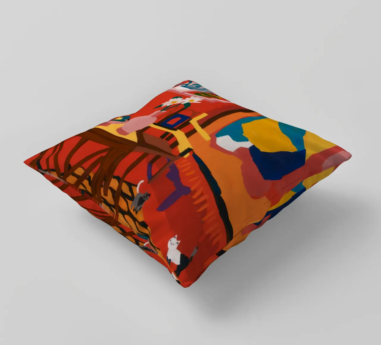 Abstract Interieur Rood kussen van Stone Decade