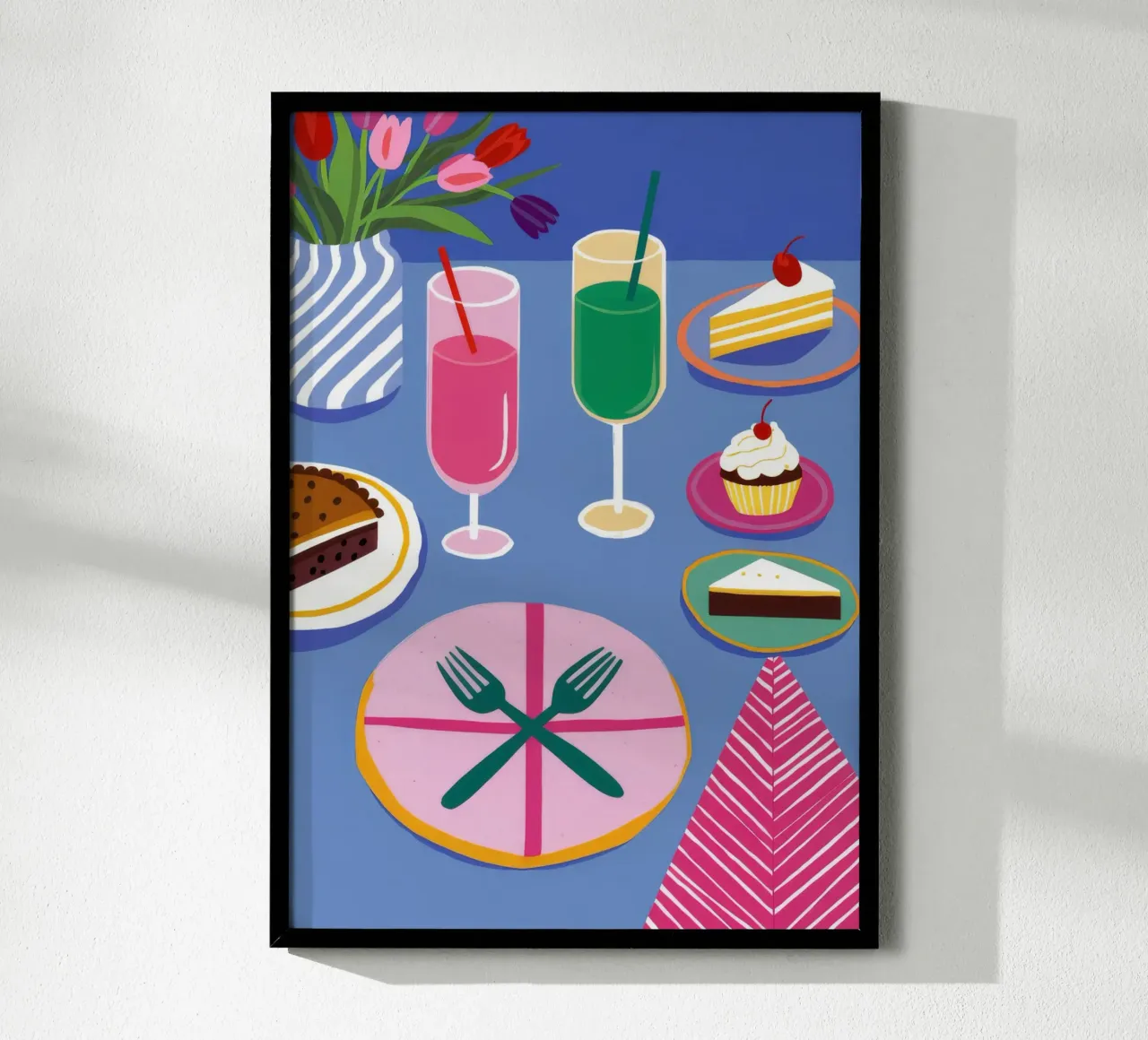 Cocktail Party estivo poster con telaio in alluminio da Muse Artworks