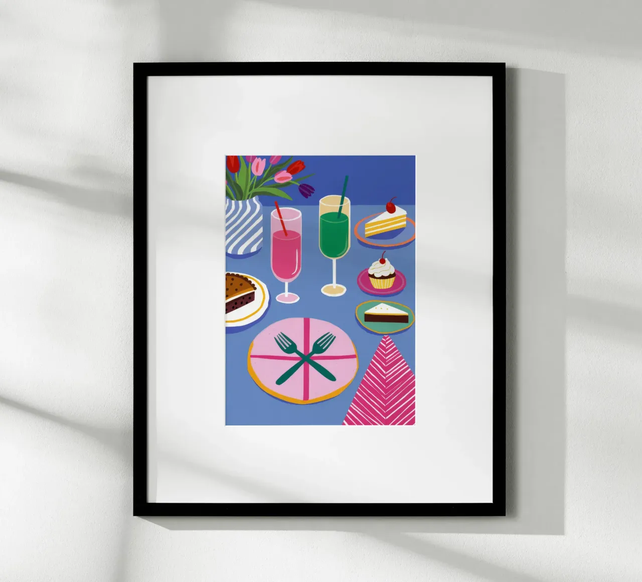 Cocktail Party estivo poster con telaio in alluminio da Muse Artworks