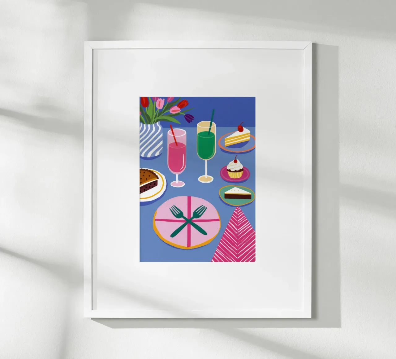 Cocktail Party estivo poster con telaio in alluminio da Muse Artworks