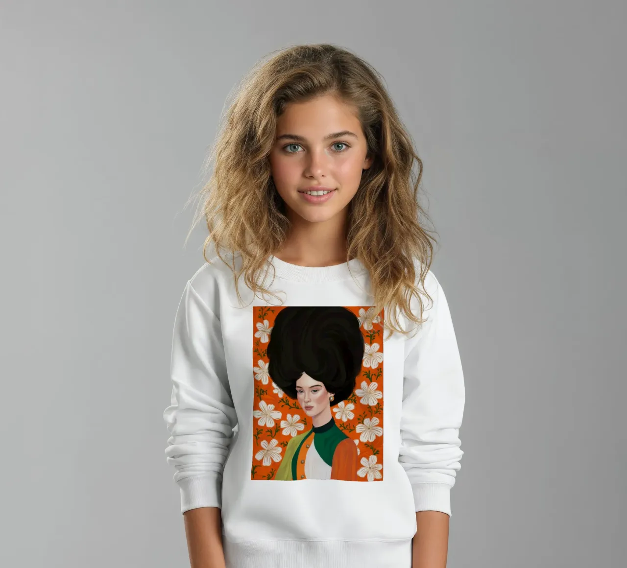 Floral Afro Queen kids sweatshirt by Marigold Tiga
