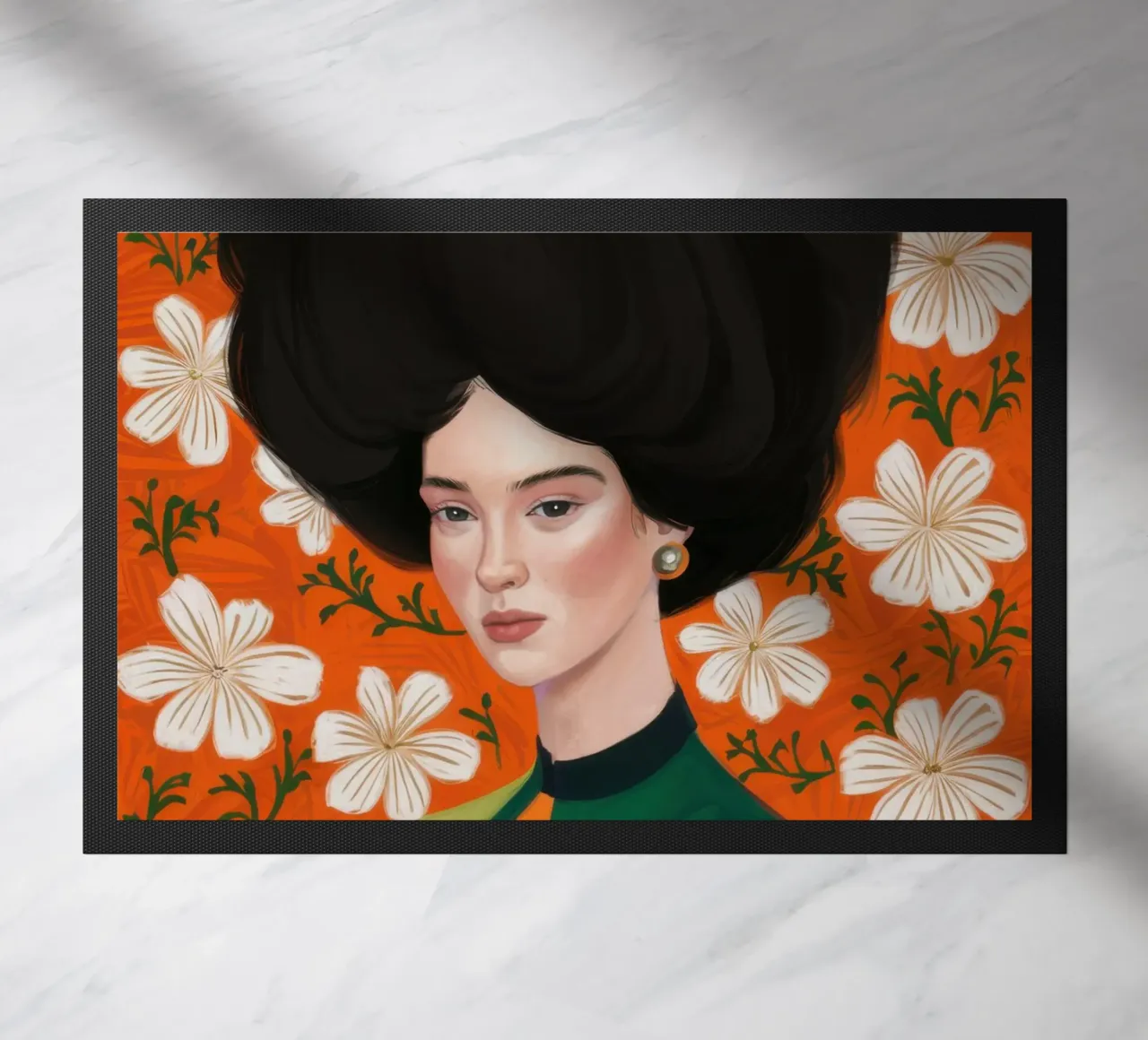Floral Afro Queen doormat by Marigold Tiga